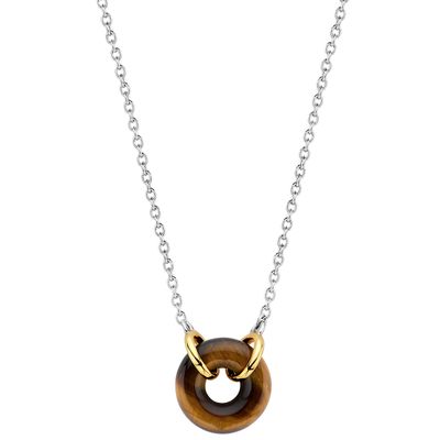 TI SENTO-Milano 3971TE Ketting Beads zilver-tijgeroog bruin-goudkleurig 38-48 cm