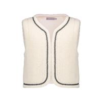 Geisha winter gilet meisjes - wit/bruin - zigzag, teddy borduursel Geisha winter gilet meisjes - wit/bruin - zigzag, teddy borduursel