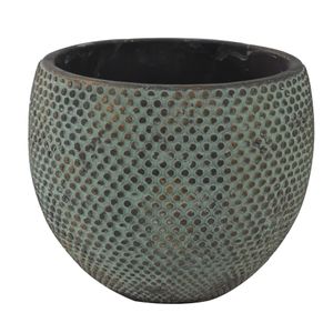 Plantenpot/bloempot stijlvol motief blauw/goud D20 en H16 cm