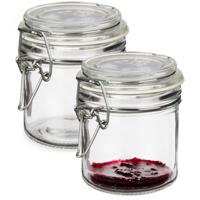 Weckpot/inmaakpot - 2x - Tarro - 250 ml - glas - met beugelsluiting - 11 x 10 cm - luchtdicht - thumbnail