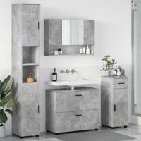 Badkamermeubelset met lade 4 pcs Betongrijs 30 x 35 x 192 cm