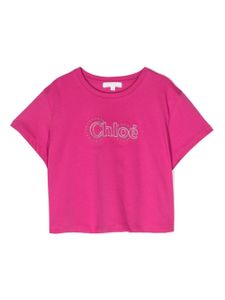 Chloé Kids t-shirt en coton à logo brodé - Rose