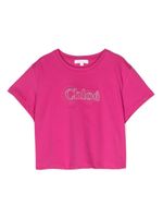 Chloé Kids t-shirt en coton à logo brodé - Rose - thumbnail