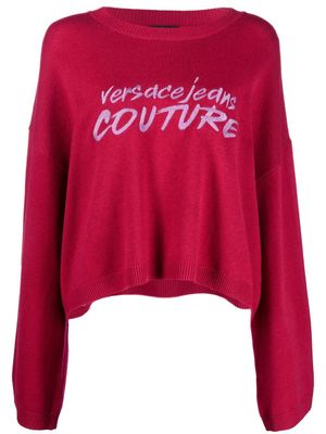Versace Jeans Couture pull ample à logo brodé - Rose