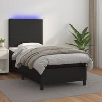 Boxspring met matras en LED kunstleer zwart 90x200 cm