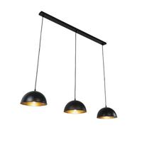 QAZQA Industriële hanglamp zwart met goud 3-lichts - Magnax