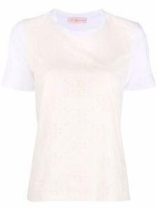 Tory Burch t-shirt à motif monogrammé perforé - Tons neutres