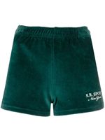 Sporty & Rich short en velours à logo brodé - Vert - thumbnail