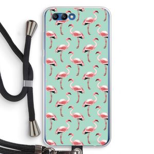 Flamingoprint groen: Honor 10 Transparant Hoesje met koord