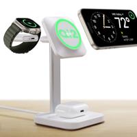 Qi2 3-in-1 Watch Wireless Charging Set (HaloLock) White - thumbnail