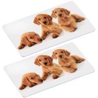 8x Ontbijtbordjes/ontbijtplankjes set puppy print 14 x 24 cm