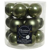 18x stuks kleine glazen kerstballen mos groen 4 cm mat/glans - Kerstbal - thumbnail