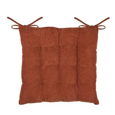 Stof Textile stoelkussen Dandy - wijnrood - 38 x 38 x 5 cm - touwtjes sluiting - ribcord