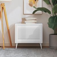 VidaXL Kastdeur met lamellen 39,5x59,4 cm massief grenenhout wit