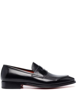 Santoni mocassins en cuir à entaille penny - Noir