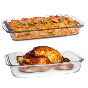 Ovenschaal van borosilicaat glas - set van 2 - rechthoek - 2.2 en 5.0 liter - serveerschaal