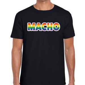 Macho regenboog gay pride shirt zwart voor heren