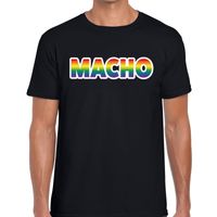 Macho regenboog gay pride shirt zwart voor heren