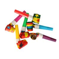 Blaas toeters - roltongen mini party toetertjes - 48x stuks - mix kleuren - papier   -