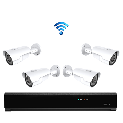 4x Draadloze Professionele 4K Ultra HD IP IR Bewakingscamera Set - POE NVR Recorder - 8 Kanaals - Nachtzicht & 1TB Opslag