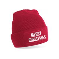 Kerst muts - Merry Christmas - rood - one size - unisex - Kerstmuts