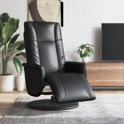 Fauteuil verstelbaar met voetensteun kunstleer zwart