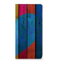 Motorola Edge 40 Book Wallet Case Wood Heart - Cadeau voor je Vriend