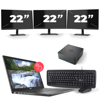 Dell Latitude 7310 - Intel Core i7-10e Generatie - 13 inch - Touch - 16GB RAM - 256GB SSD - Windows 11 Home + 3x 22 inch Monitor