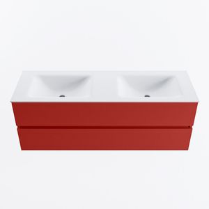 MONDIAZ VICA 140cm badmeubel onderkast Fire 2 lades. Wastafel CLOUD dubbel 2 kraangaten, kleur Talc.