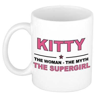 Kitty cadeau mok - Woman Myth Supergirl - naam koffiemok - 300 ml - collega - moederdag