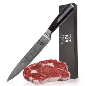 KOI Artisan® Koksmes - Vlees Snijmes - 19.56 cm - Met Laser Geëtst Patroon