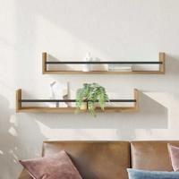 Wandplank 2 pcs artisanaal eikenkleurig 80 x 16 x 14 cm