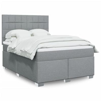 Boxspring met matras stof lichtgrijs 140x190 cm