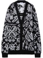 Off-White patterned intarsia-knit cotton-blend cardigan - Noir