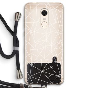 Geometrische lijnen wit: Xiaomi Redmi 5 Transparant Hoesje met koord