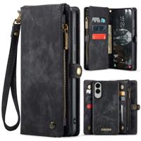 Caseme Samsung Galaxy S25 Edge hoes - Vintage 2 in 1 portemonnee - Zwart
