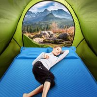 Campingmat met Kussen 2 Persoons Zelfopblazende Campingmat Camping Slaapmat 187x131x4cm Blauw