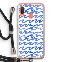 Blauwe golven: Samsung Galaxy A20e Transparant Hoesje met koord