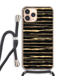 Gouden strepen: iPhone 11 Pro Max Transparant Hoesje met koord