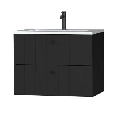 Tiger Maryport Meubelset 80 cm met 2 lades Mat zwart incl Quadro wastafel Hoogglans wit - 1496018915