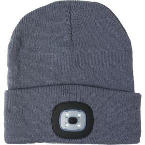 Benson beanie wintermuts met led lamp damesmutsen / herenmutsen - grijs One size  -