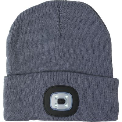 Benson beanie wintermuts met led lamp damesmutsen / herenmutsen - grijs