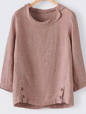Casual 3/4 Sleeve Buttoned T-shirt