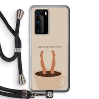 Aggressively drinks coffee: Huawei P40 Pro Transparant Hoesje met koord
