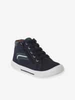 Hoge leren jongensschoenen marineblauw