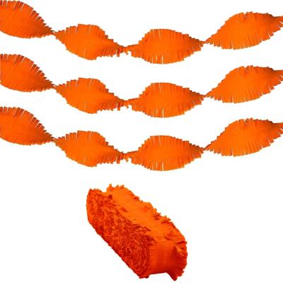 Feest/verjaardag/Koningsdag slinger - 3x - crepepapier - oranje - 24 meter