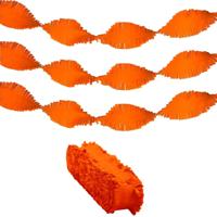 Feest/verjaardag/Koningsdag slinger - 3x - crepepapier - oranje - 24 meter Feest/verjaardag/Koningsdag slinger - 3x - crepepapier - oranje - 24 meter