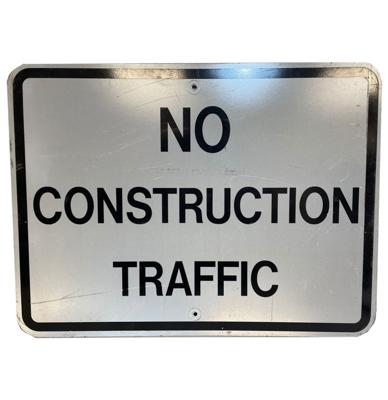 No Construction Traffic Straatbord - Origineel No Construction Traffic Straatbord - Origineel