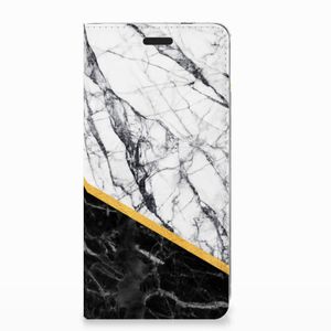 Nokia 3.1 (2018) Standcase Marmer Wit Zwart - Origineel Cadeau Man