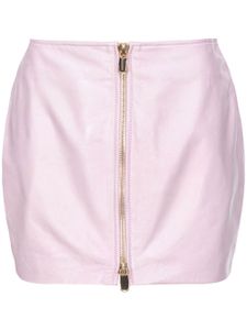 PINKO minijupe en cuir à fermeture zippée - Rose